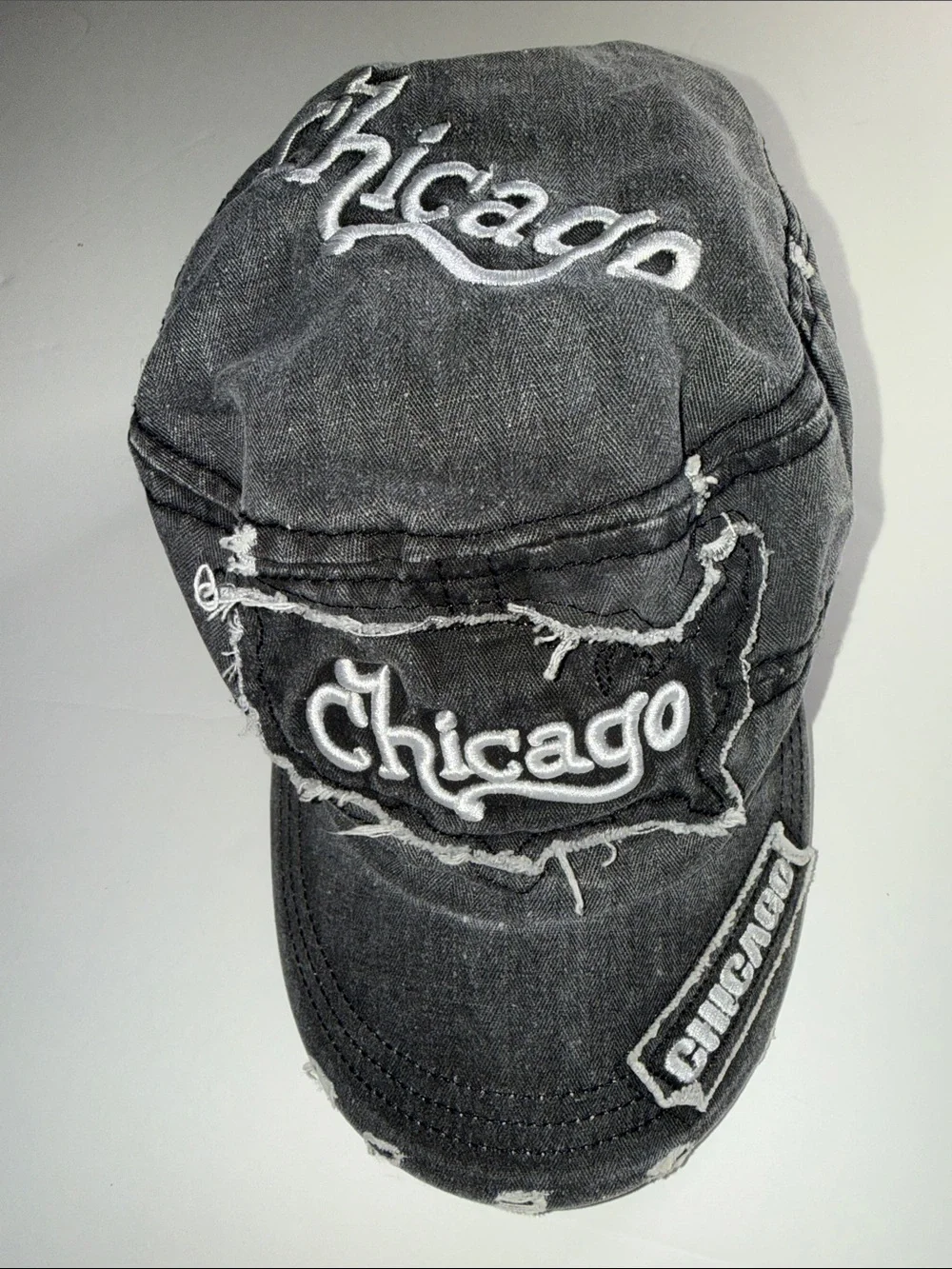 chic Distressed Gray Chicago Baseball Cap